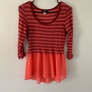 Deb Pink Striped Lightweight Sweater Size Medium
